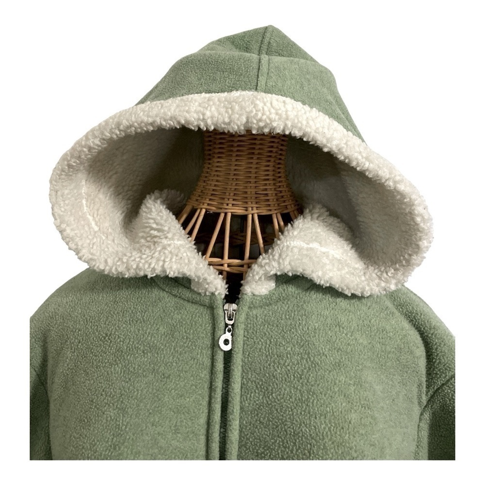 Denim & Co. Zip Front Fleece Jacket with Hood and Sherpa Lining Size L - Picture 5 of 14